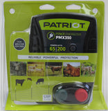 Patriot PMX350 fence energizer packaging with images of animals on a green background