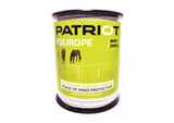 Large roll of patriot electric fence polirope 660ft in length with a green label and white background