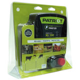 Patriot fence energizer PMX120 packaging with images of animals in a field on a white background