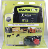 Patriot Fence Energizer PMX50 packaging with images of animals and text on a green background