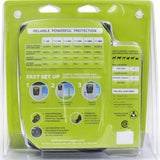 Packaging of a Patriot PMX electric fence energizer with text and graphics on a green background