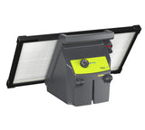 Patriot SG3500 solar powered electric fence energizer with a black frame and green label on a white background