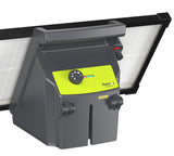 Patriot SG3500 solarguard electric fence charger with Gray and green and 'Patriot' branding on a white background