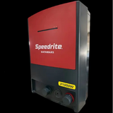 Speedrite 31000W electric fence Charger with red and black housing and black background