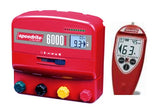red speedrite 6000i electric fence energies with remote control  with power display and with and fence knobs on white background