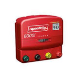 Red speedrite 6000i dual powered electric fence charger with free remote control and shipping to your farm on white background