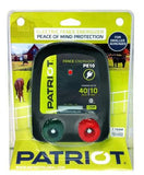 PATRIOT PE10 110V AC POWERED FENCE CHARGER IN GREEN PACKAGE WITH HORSES AND A COW