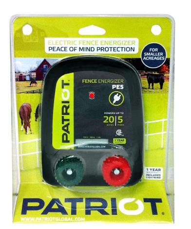 Patriot PE5 5-Mile Ac Hardwired Electric Fence Charger