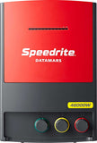 Speedrite 46000W AC/Mains electric fence Energizer with red and black front, green, yellow and red knobs and the words speedrite and datamars