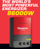 red and black SPEEDRITE 86000W with worlds most powerful energizer lettering with a red background