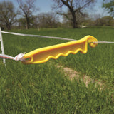 yellow Patriot Electric Fence No Kick Grazing gate handle with polite connected